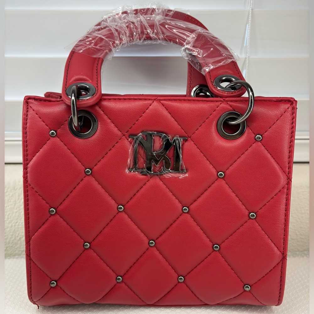 Badgley Mischka Small Quilted Hand Tote w/Studs (BM-4153 Red)